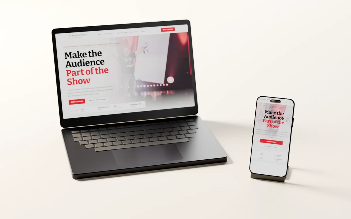 Cameron Hughes website on a laptop and phone
