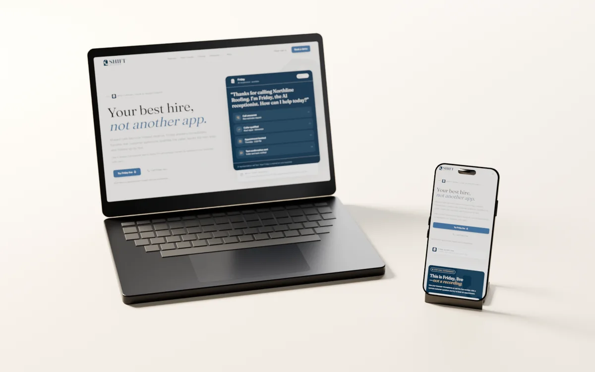 Shift Reception website on a laptop and phone
